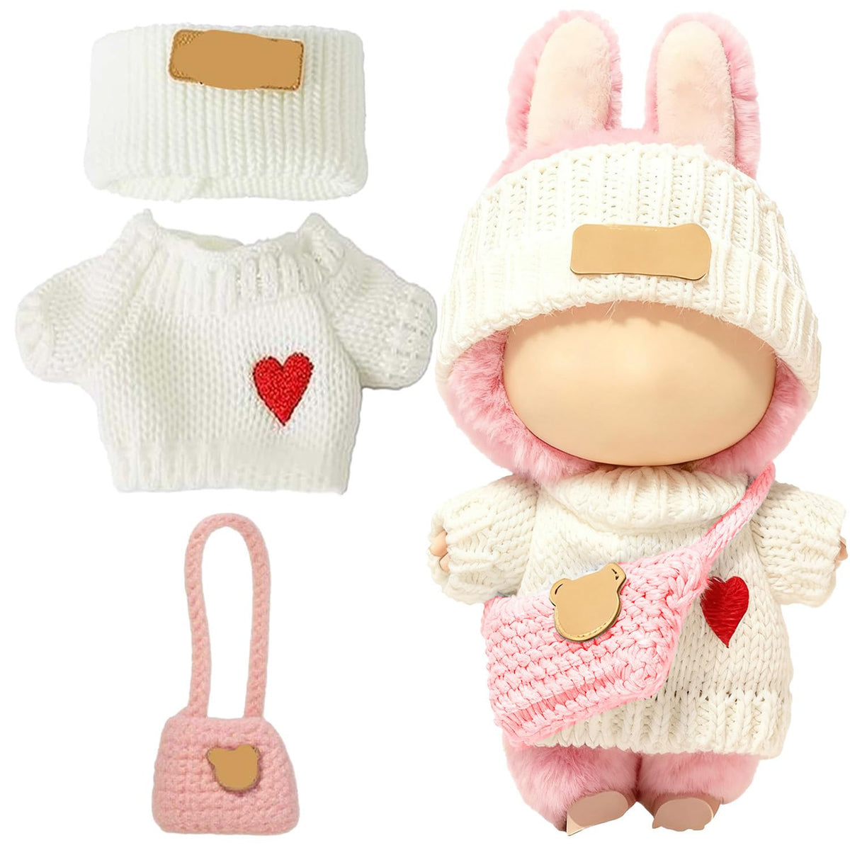 SHUOXUKE 17cm dolls white heart sweater for charming styling during play