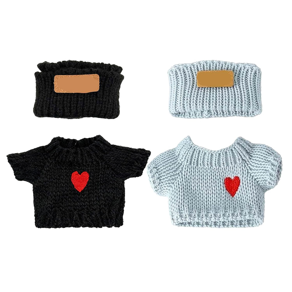 SHUOXUKE crochet hats and sweater set for 6.7/5.9 inch dolls, easy dressing