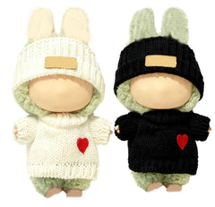 SHUOXUKE 4-piece crochet doll outfits for 17cm and 15cm dolls, perfect for stylish display.