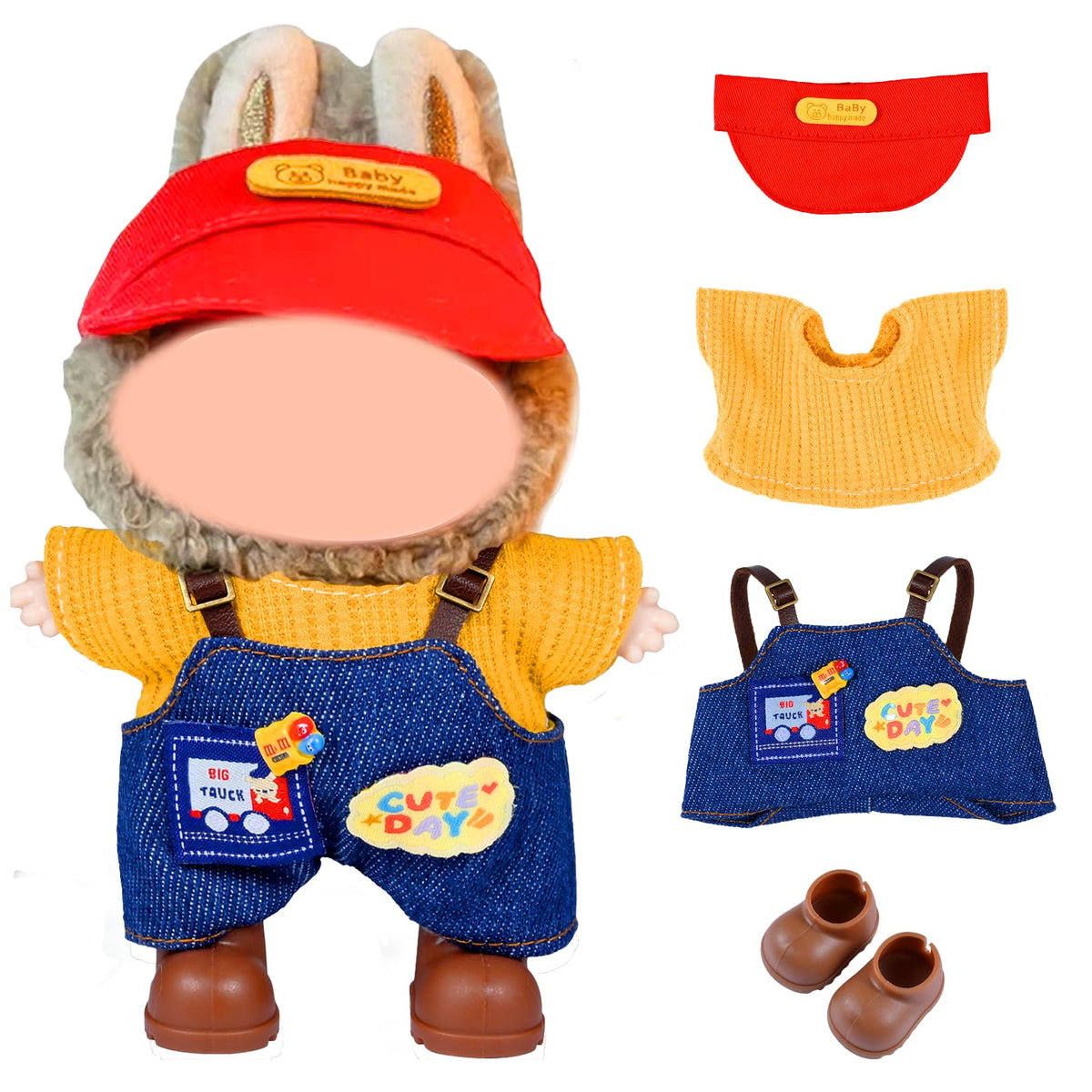 SHUOXUKE doll clothes set with red hat, perfect fit for 15cm/17cm dolls.