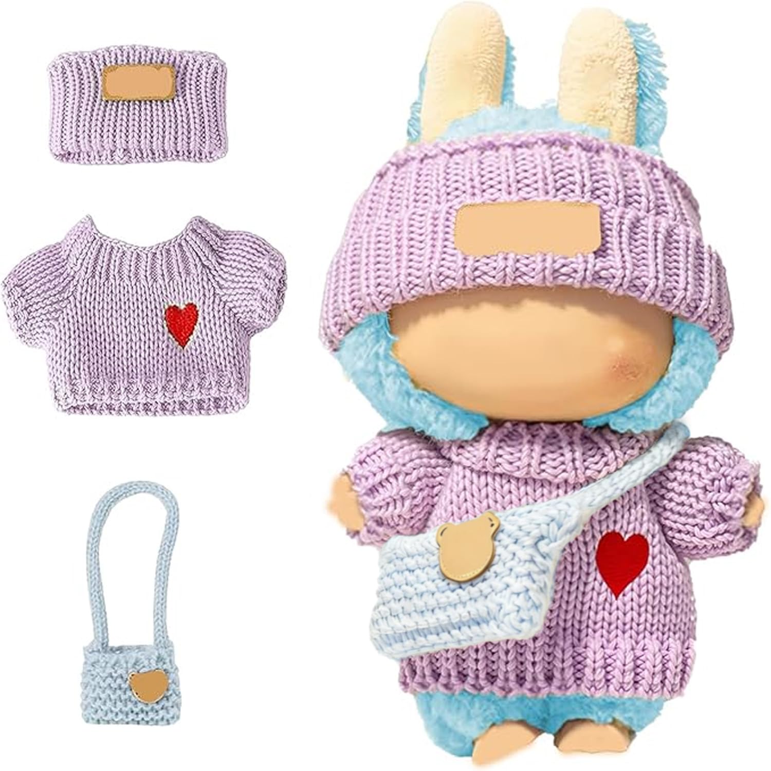 SHUOXUKE purple sweater for 17cm dolls, cozy play-ready look
