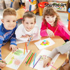 Shuttle Art 12-colors palette, swatches, vibrant pigments for vivid artwork.