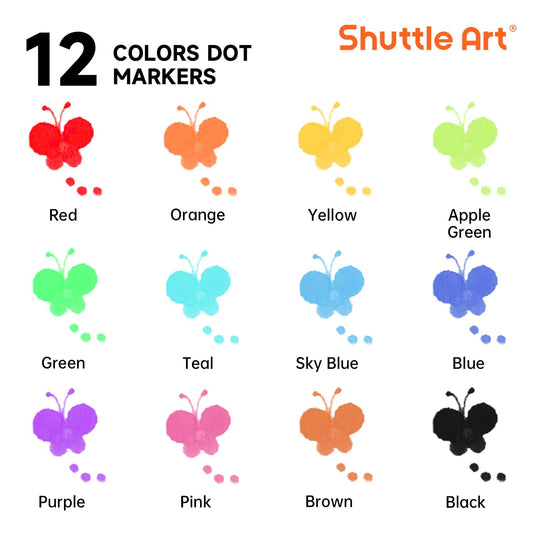 Shuttle Art 12-color dot markers showing wide color range for creativity