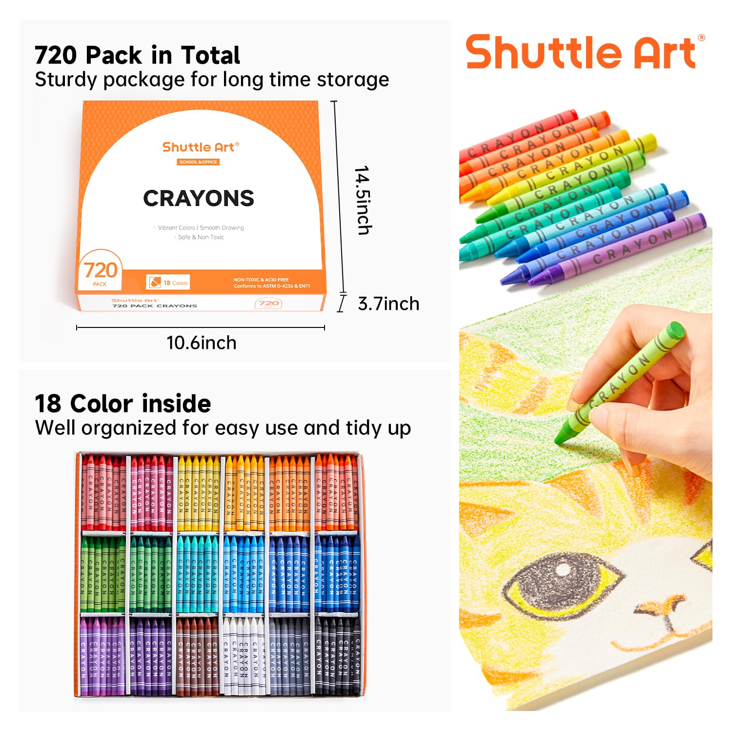 Shuttle Art 18 colors in a sturdy storage box for quick color selection.