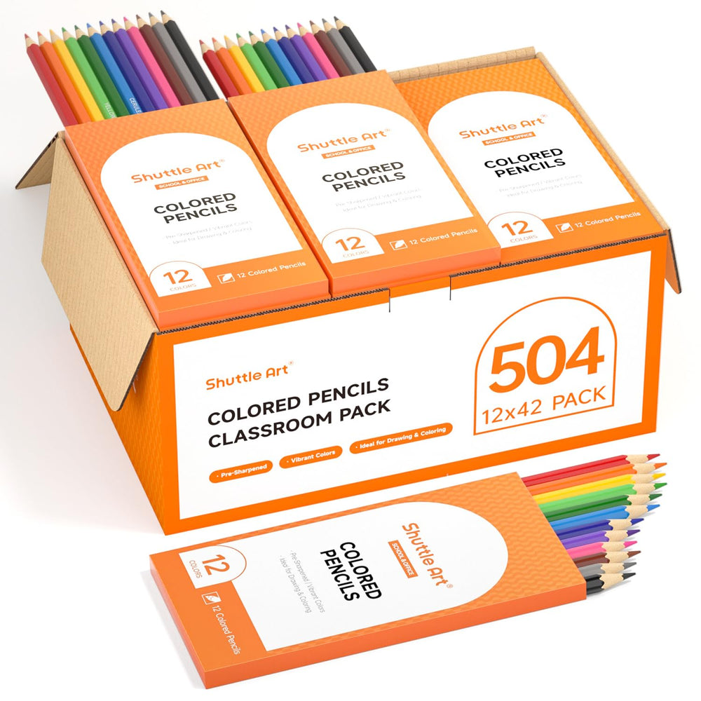 Shuttle Art 504-pack multi-color pencils for classroom art and home crafts.