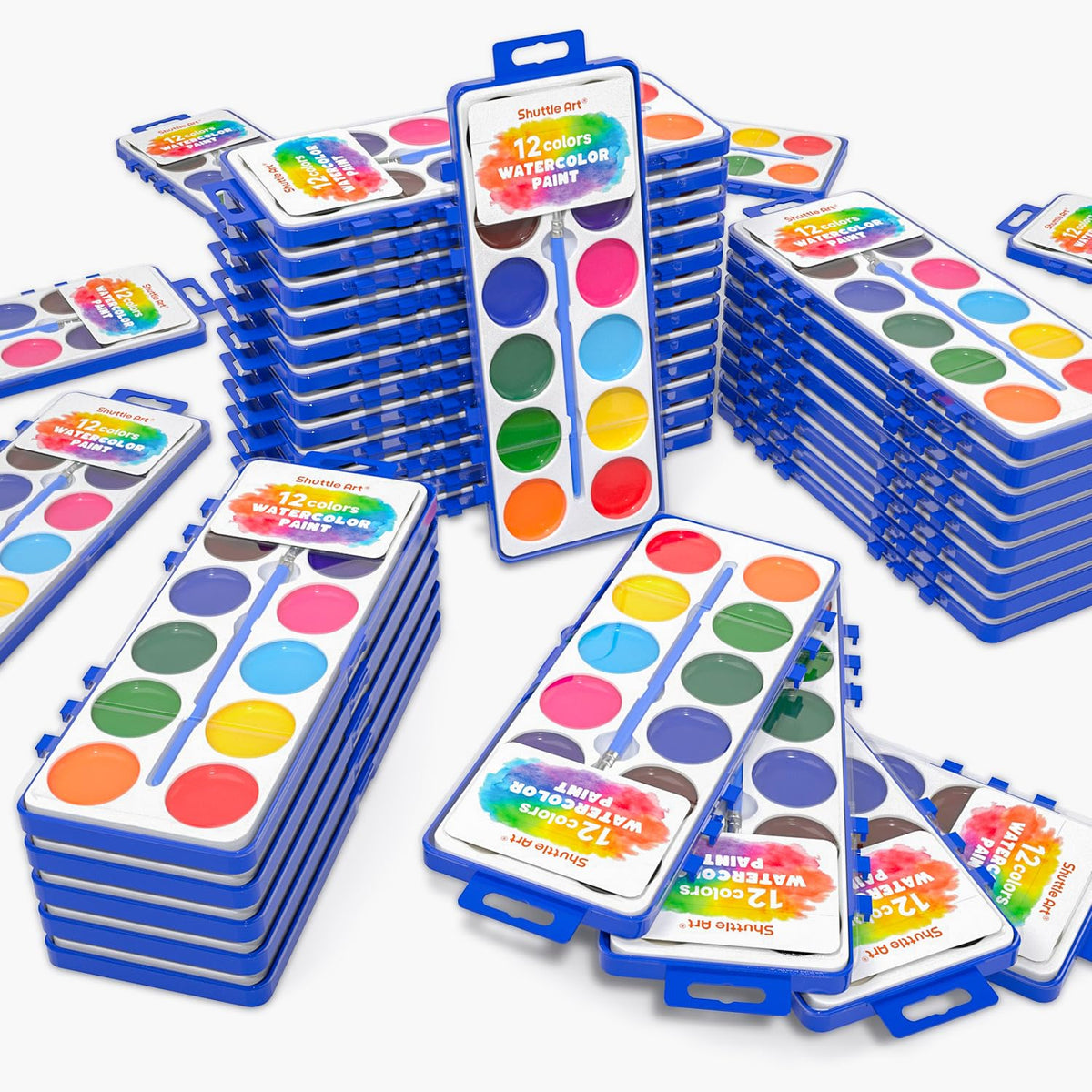 Shuttle Art 60-pack watercolor case with vibrant colors for classroom painting
