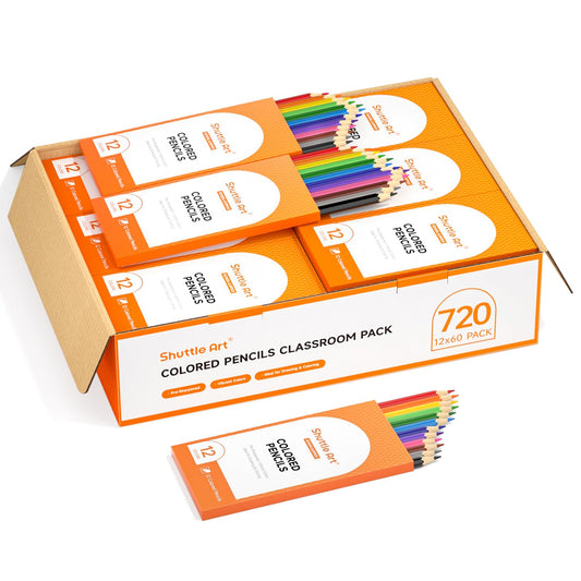 Shuttle Art 720-pack bulk colored pencils offer a wide color range for classroom creativity.