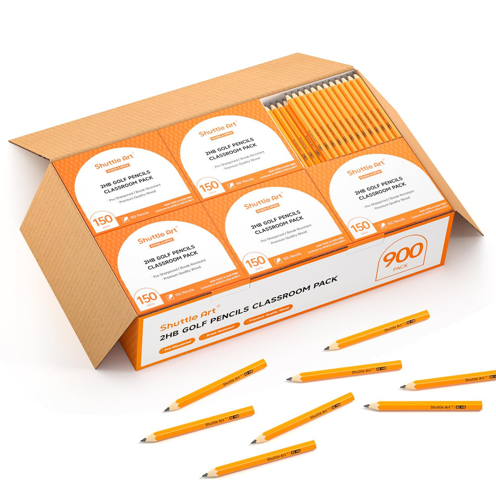 Shuttle Art HB golf pencils bulk for classroom sharing and daily use