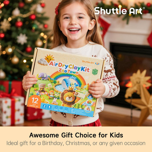 Shuttle Art air dry clay kit animal box set enables quick, mess-free crafts.