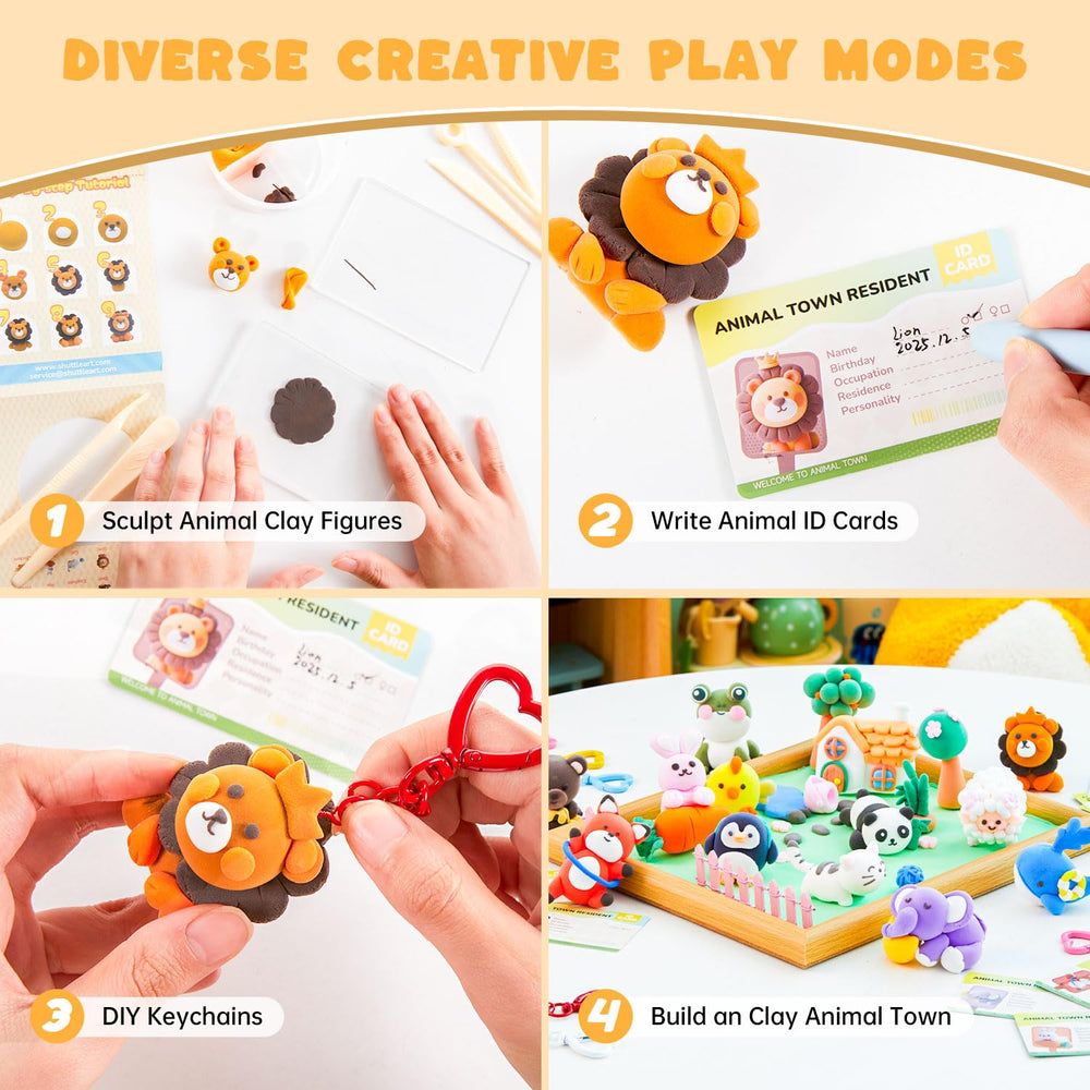 Shuttle Art Zoo Town keychains capture kids' figures for portable keepsakes.