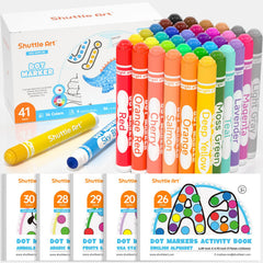 Shuttle Art Dot Markers 36 colors pack shot: vibrant hues spark creative play