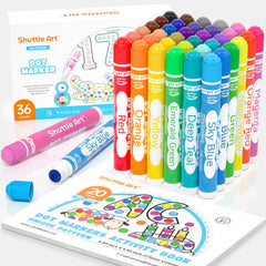 Shuttle Art dot markers 36-color pack with vibrant hues for kids' art projects
