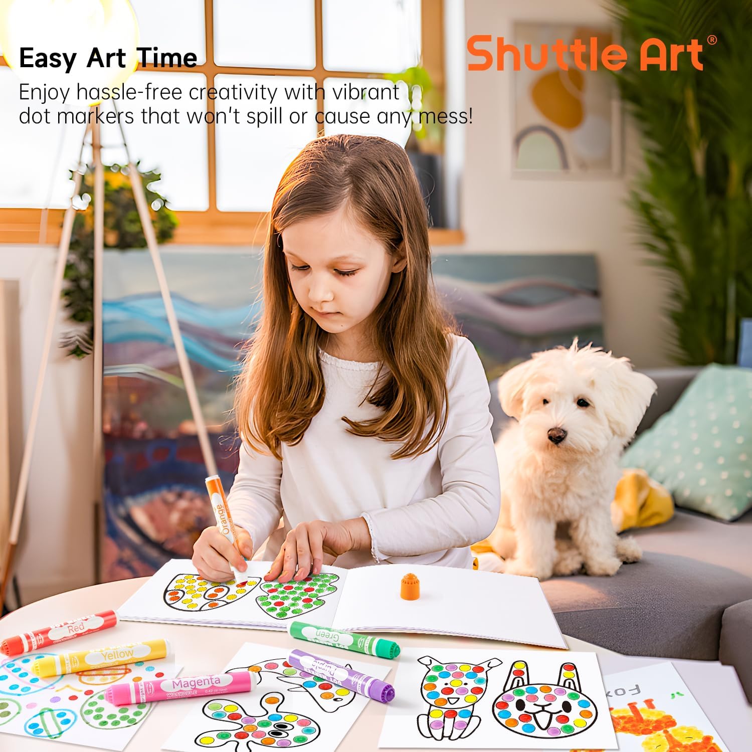 Shuttle Art Dot Markers in convenient pack for kids crafts.