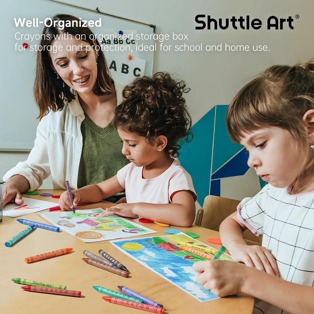 Shuttle Art durable crayons endure daily classroom use and repeated sharpening.