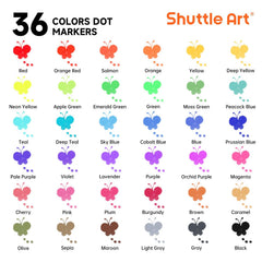 Shuttle Art free activity book shown beside markers for creative dot art
