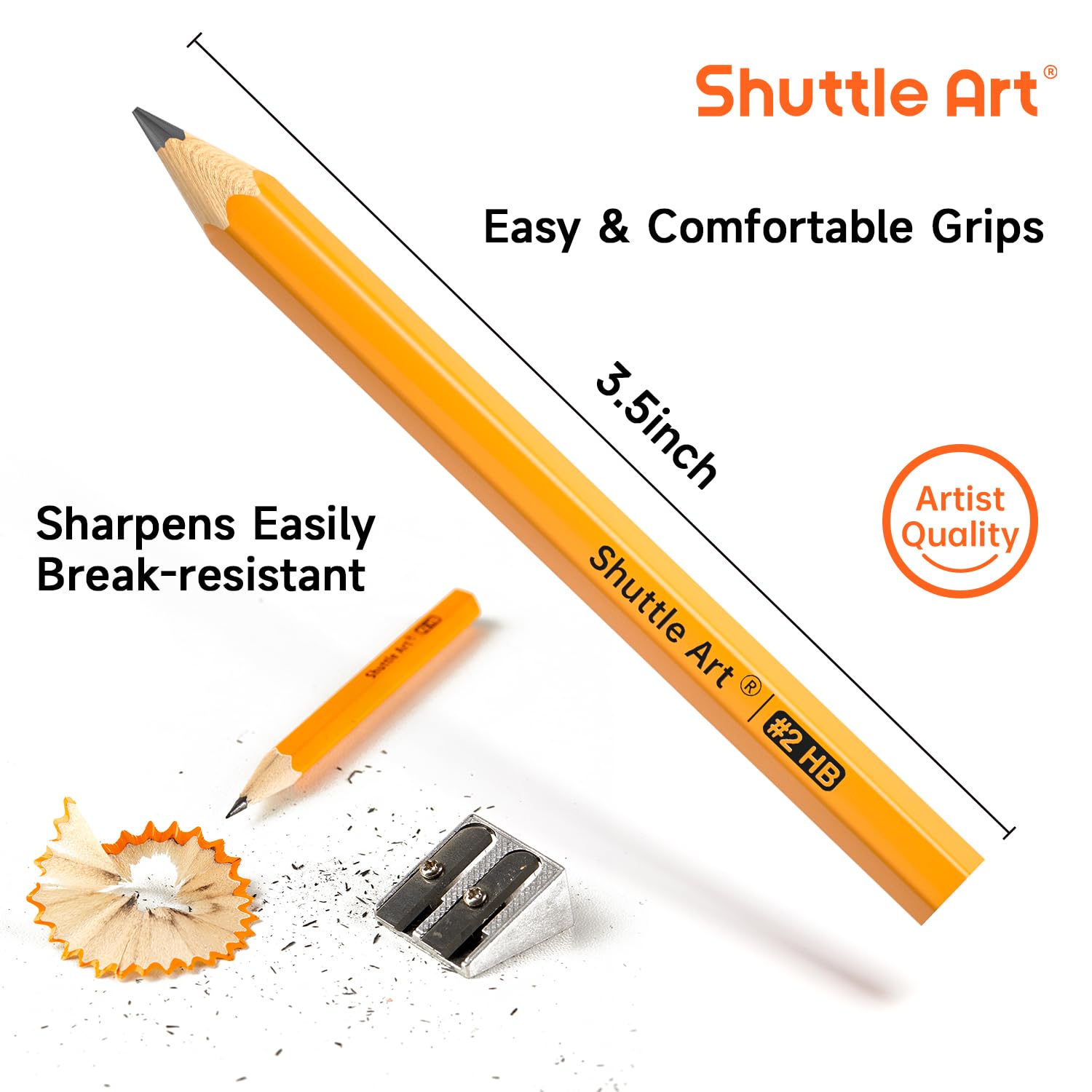 Pre-sharpened Shuttle Art pencils ready out of the box