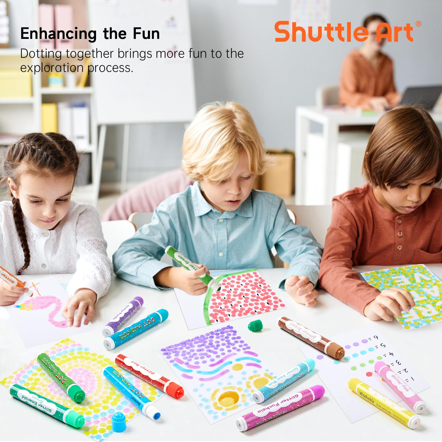Rinse with water to clean Shuttle Art markers after use.