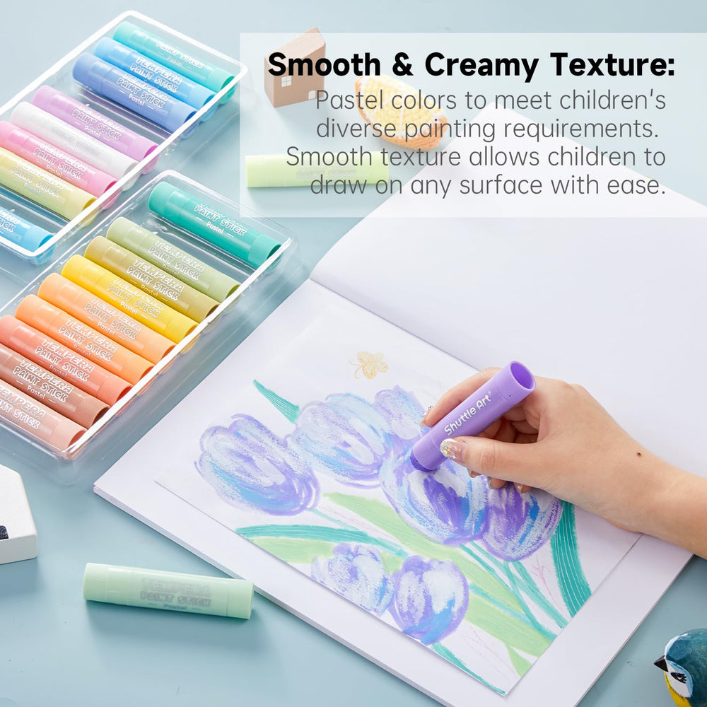 Non-toxic Shuttle Art tempera sticks comply with safety standards