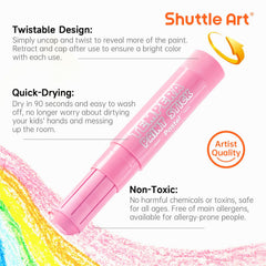 Mess-free painting with Shuttle Art sticks washable from non-porous surfaces