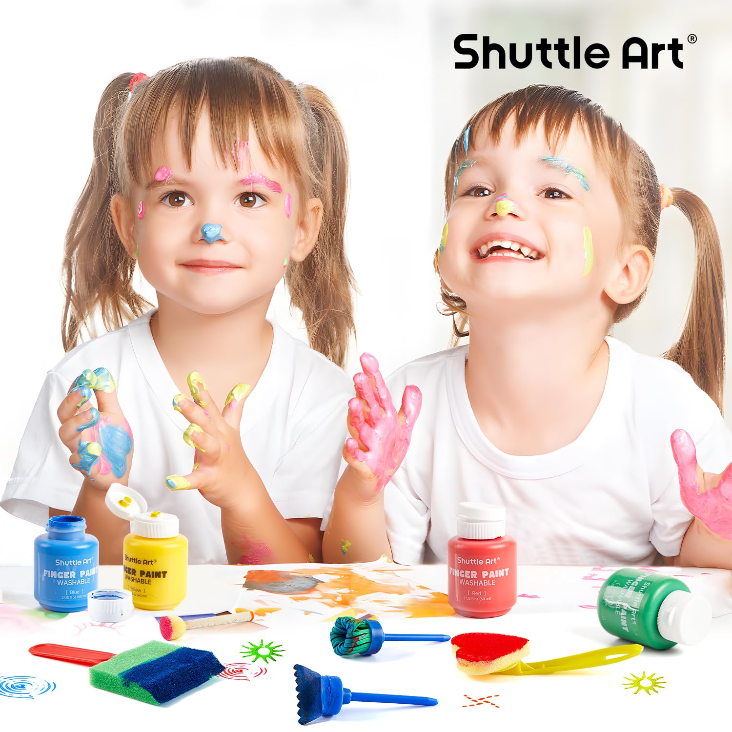 Shuttle Art finger paint set works on multiple surfaces for varied projects