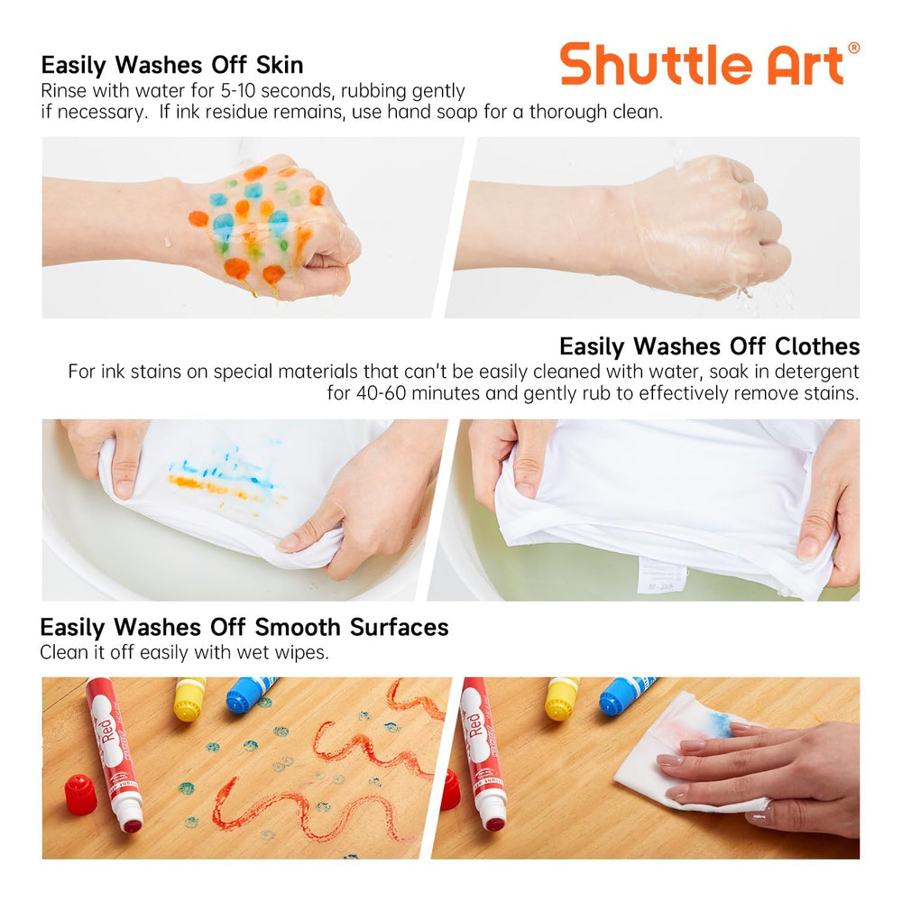 Shuttle Art washable markers clean up easily after crafts