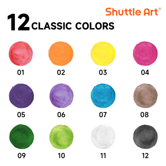 Shuttle Art watercolor set inside with brush highlighting easy portability for kids