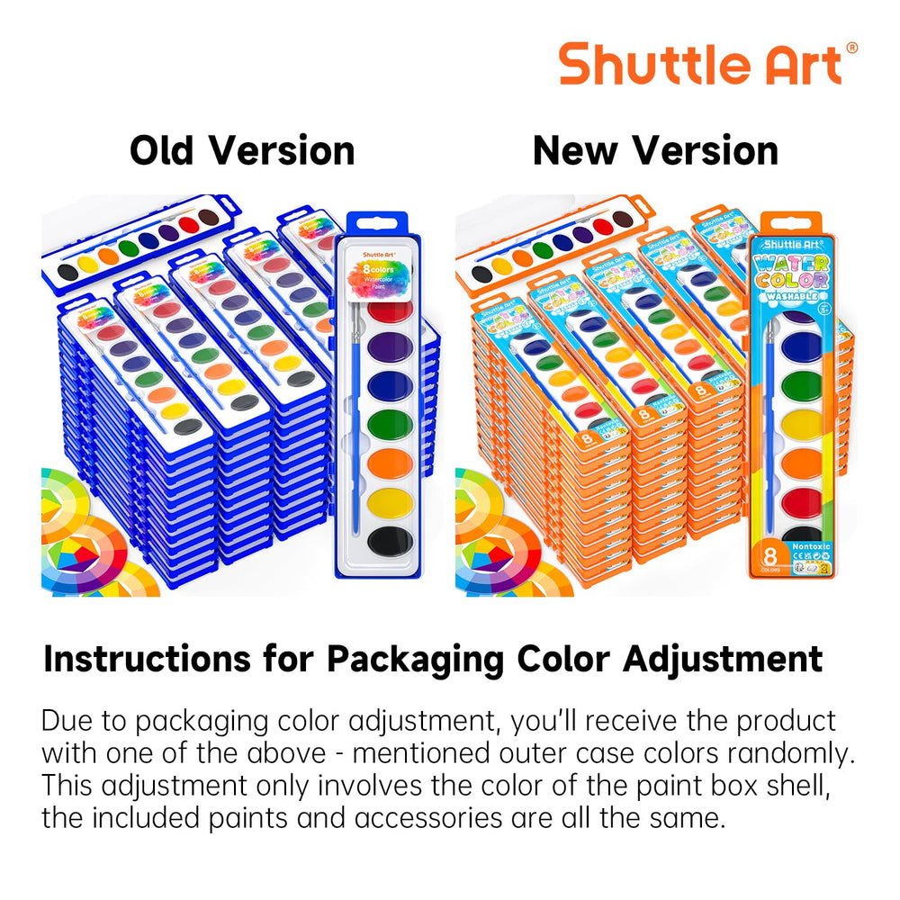 Shuttle Art watercolor eight-color set with brush, beginner-friendly for at home crafts.