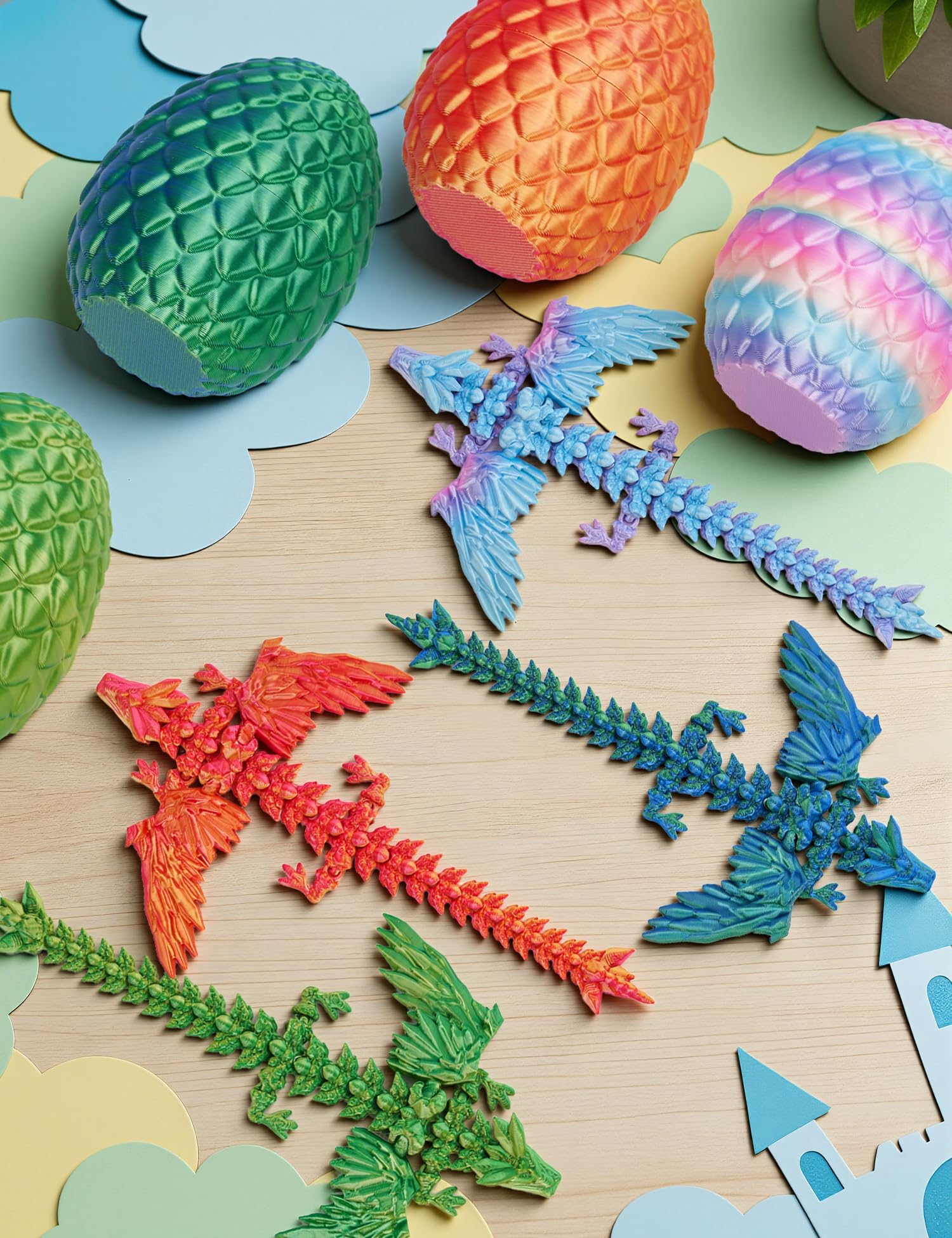SHUWND dragon eggs inside dragon reveals lifelike figure when opened, perfect shelf focal point.