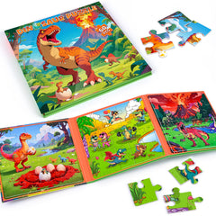 SHXYKZ 3-in-1 dinosaur magnetic puzzles—portable travel set boosts hand-eye coordination.
