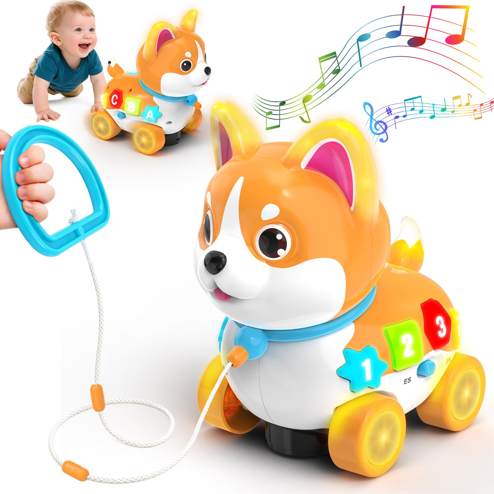 SHXYKZ 3in1 musical puppy toy front view with bilingual songs for early learning