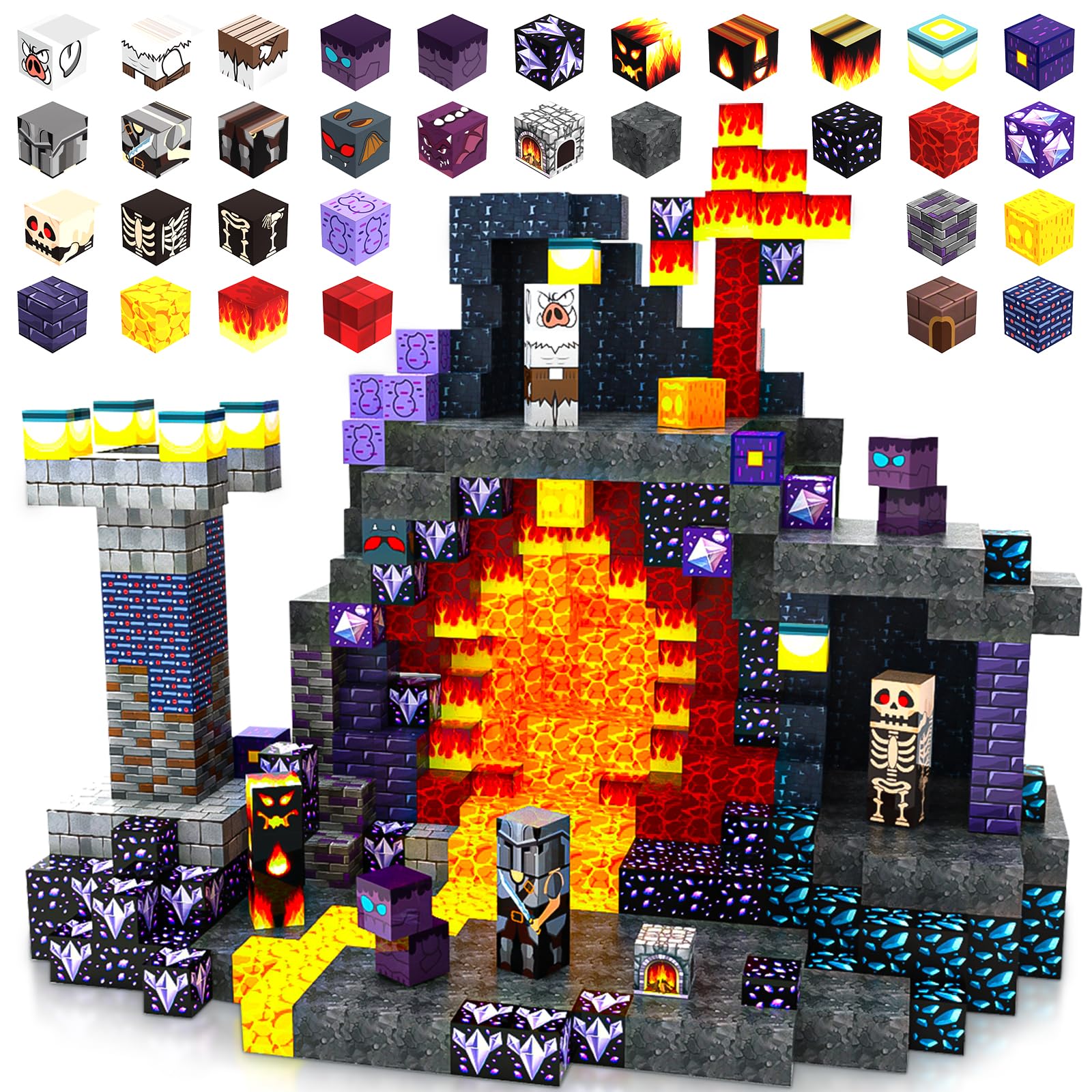 SHXYKZ dungeon-themed magnetic blocks pack for creative building and imaginative dungeon adventures.