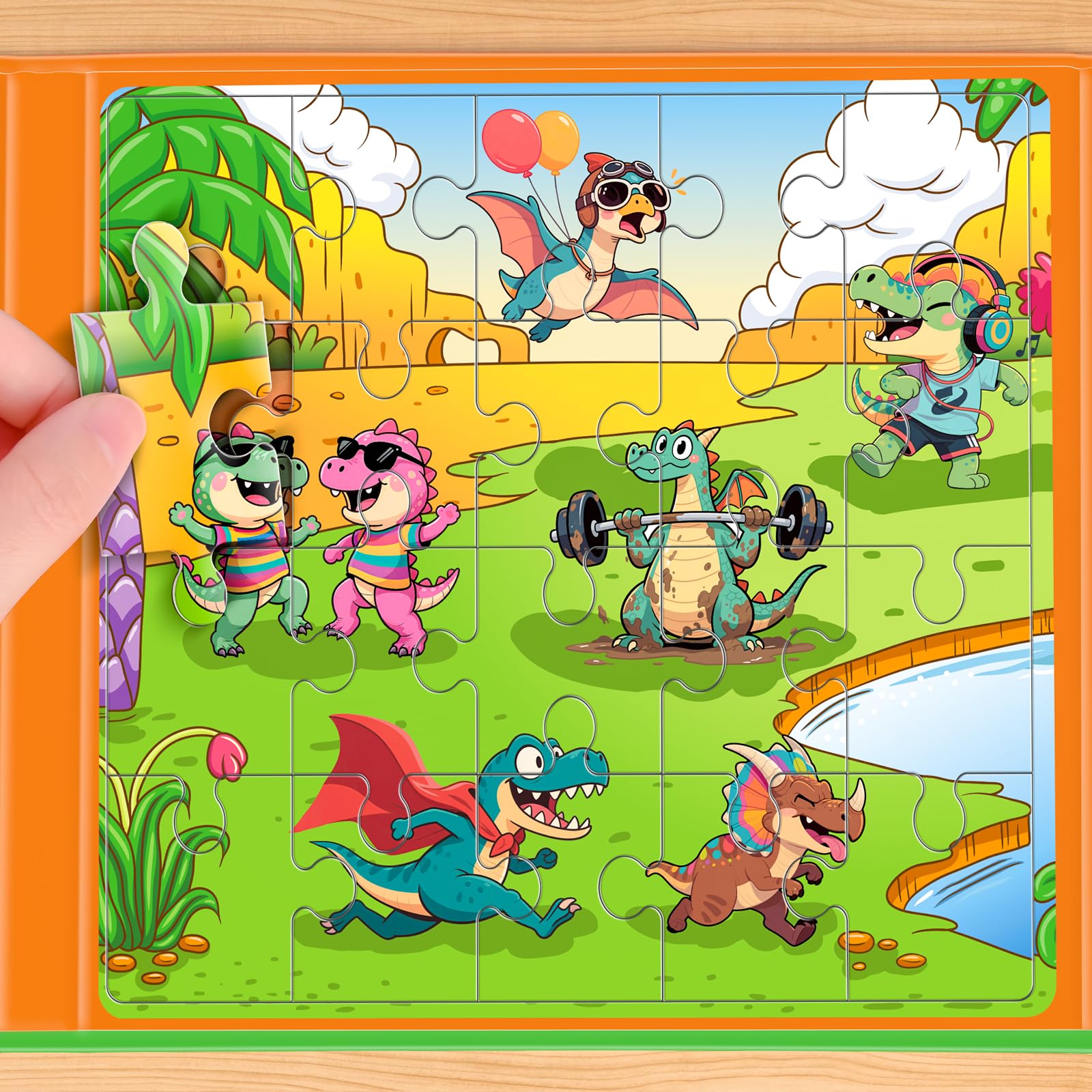 SHXYKZ foldable dinosaur puzzle box design—easy to carry and share on trips.