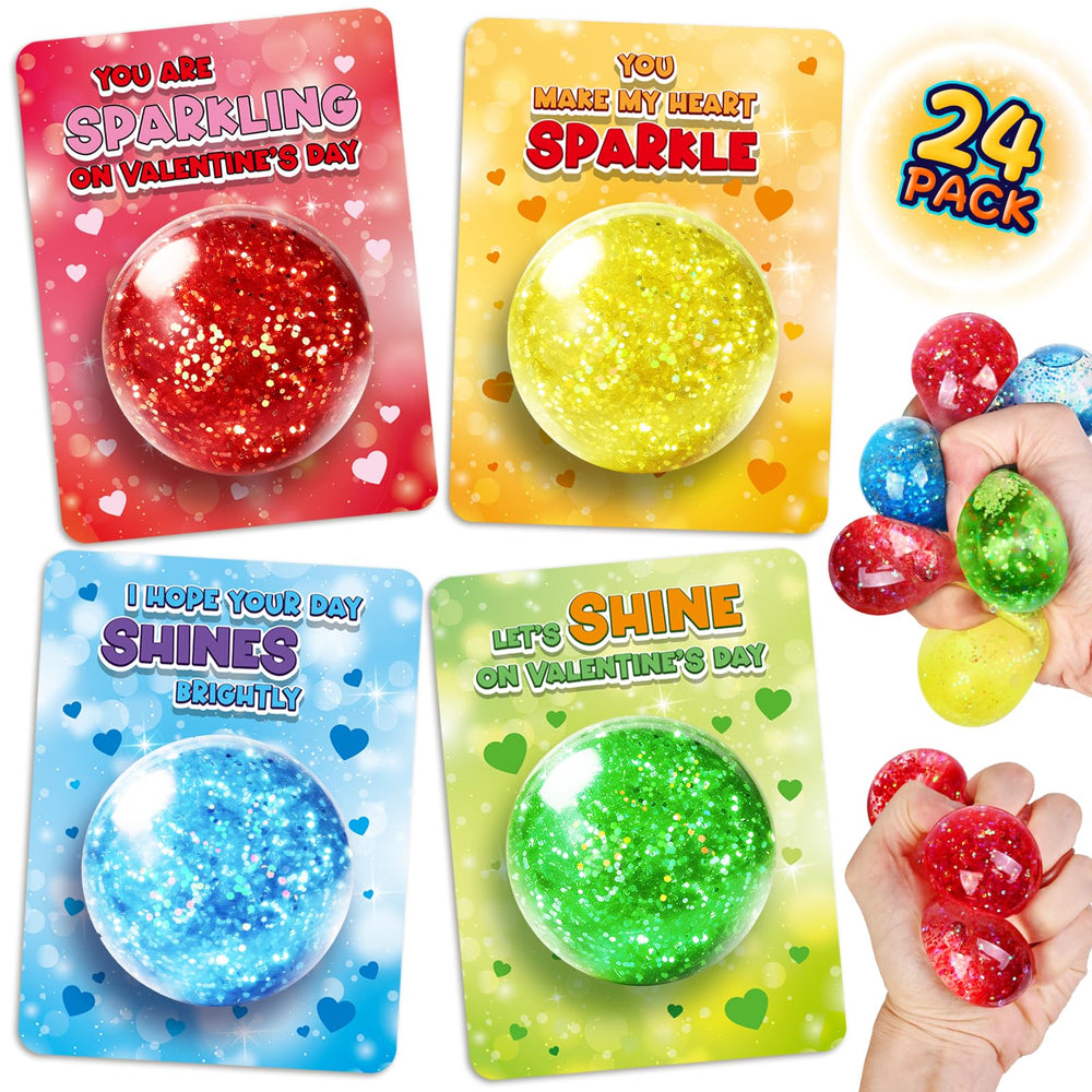 ShyLizard 24-pack valentines cards with squeeze balls for classroom exchanges and keepsake gifts