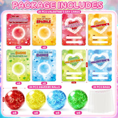 Bright valentines cards and glitter squeeze balls from ShyLizard for kids