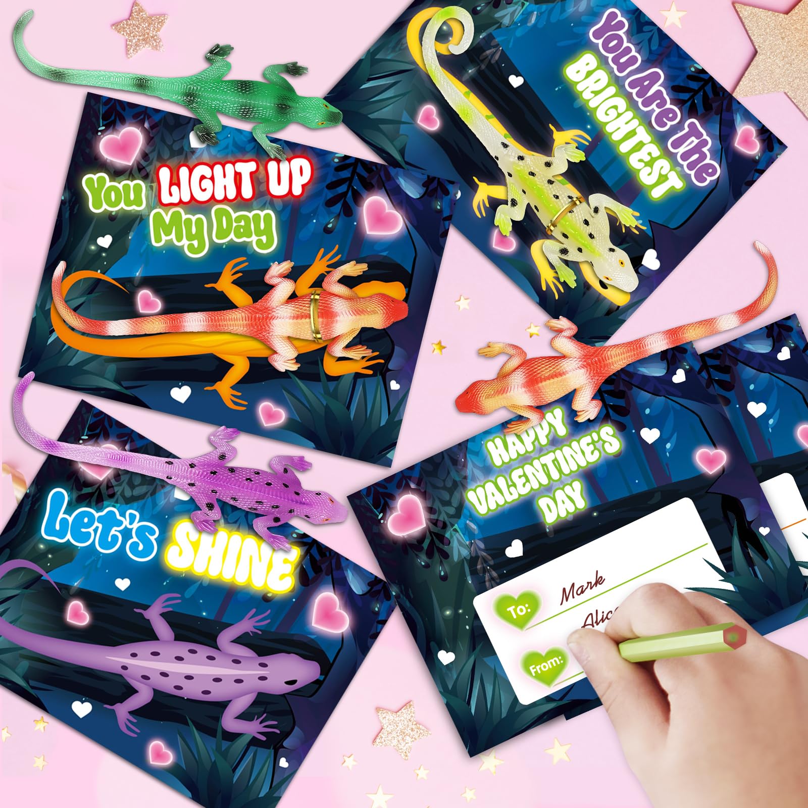 ShyLizard classroom valentines gifts brighten recess with glowing lizards.