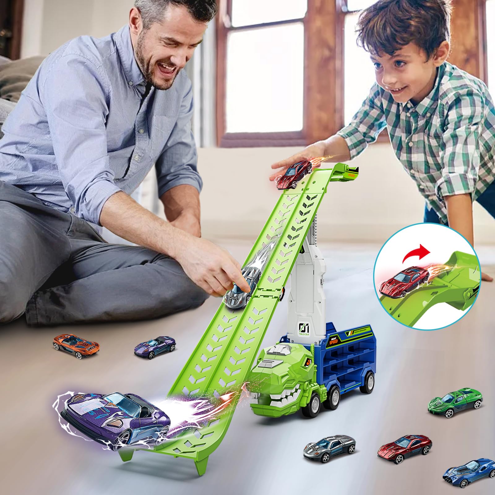 ShyLizard Dinosaur Carrier Truck gift-ready box for birthdays