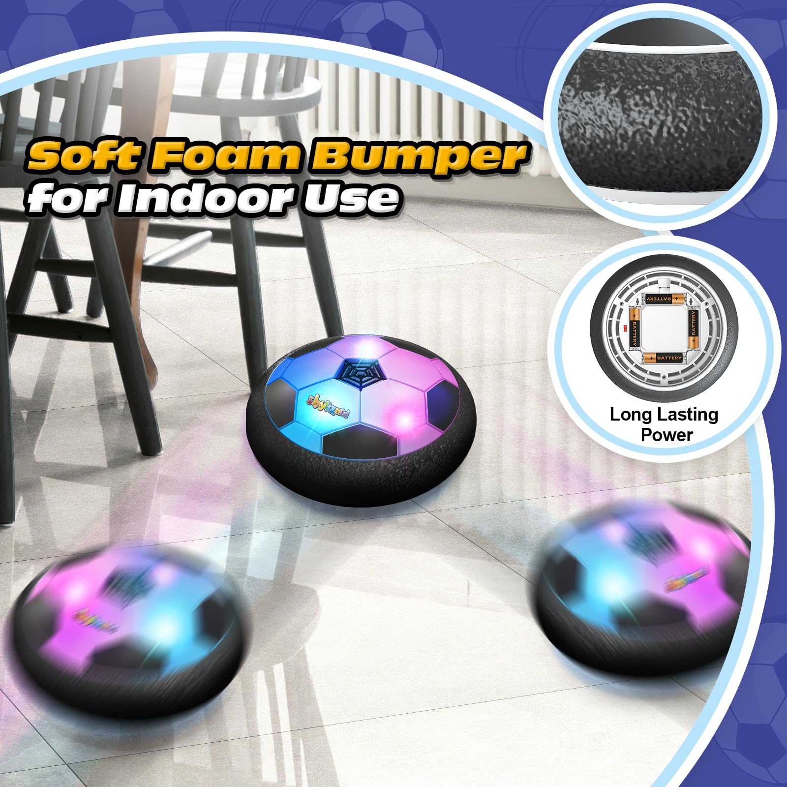 ShyLizard hover ball on indoor-outdoor surfaces shows versatile play design.