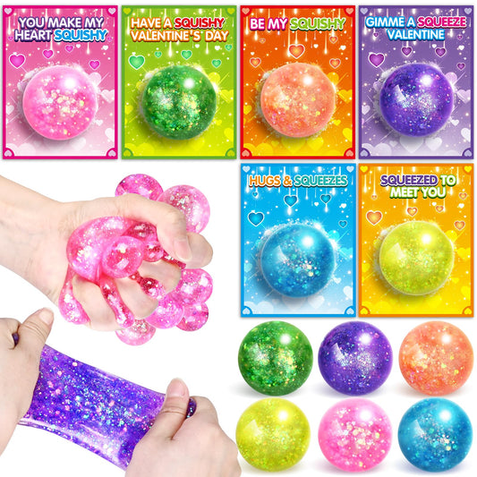 ShyLizard valentines cards with glitter squeeze balls for classroom exchanges.