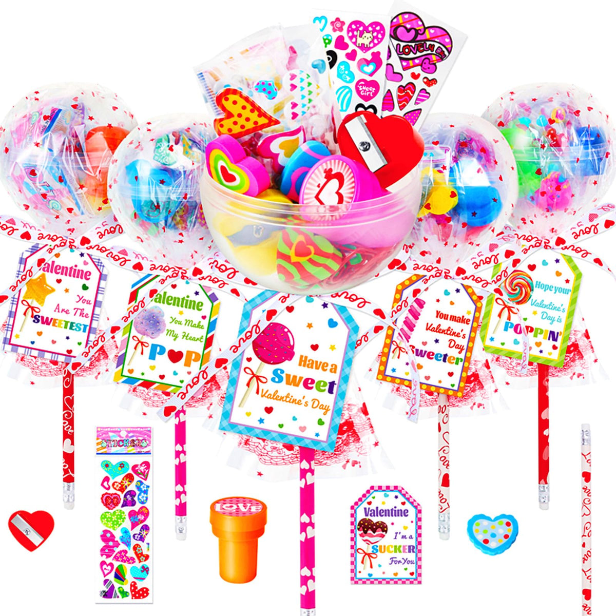 Shyling valentines giant lollipop cards ready for classroom exchanges and party activities