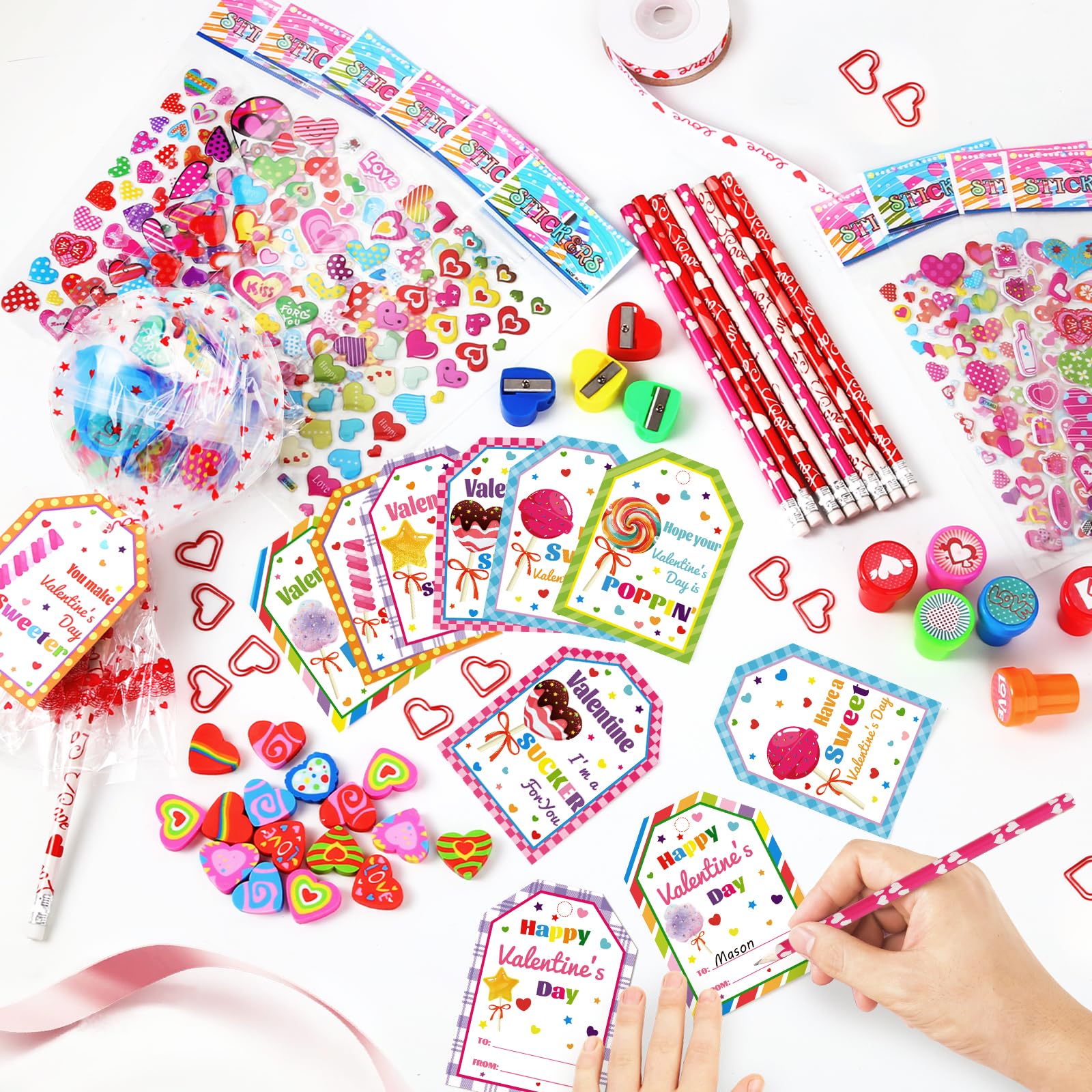 Shyling valentines stickers sheets for personalized candy-themed cards