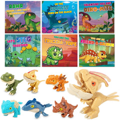ShyLizard 24-pack valentines cards with dinosaur toys designed for classroom exchanges.