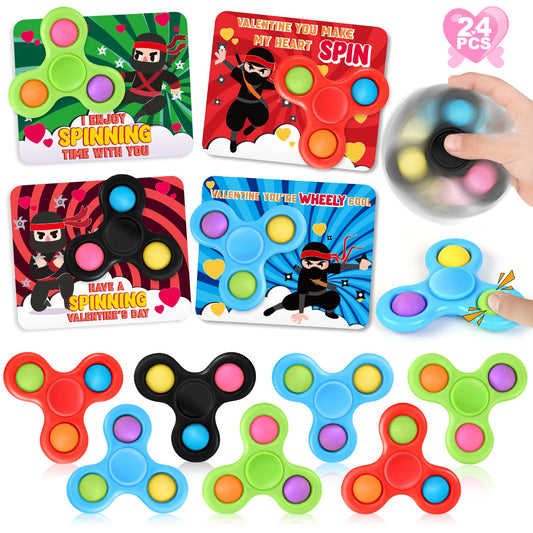 ShyLizard 24-piece valentines cards with fidget spinners for classroom exchanges.