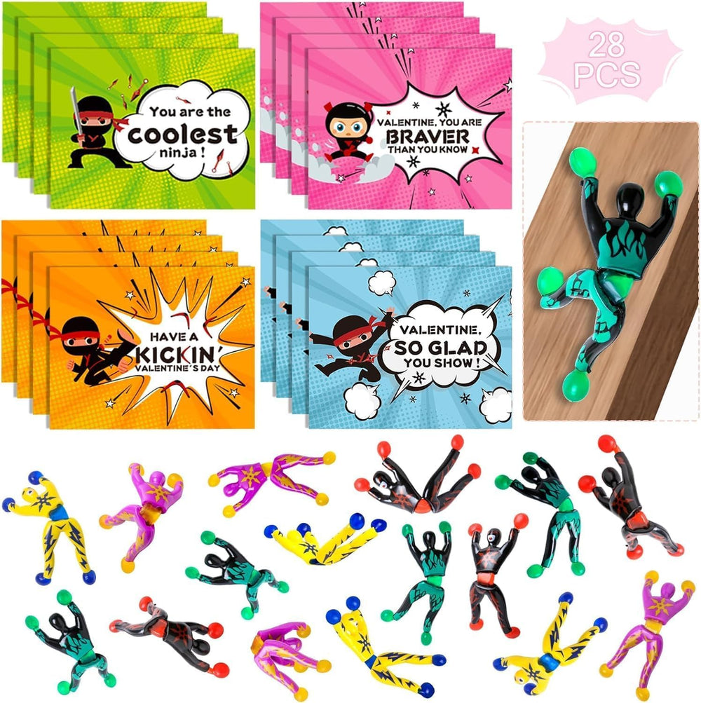 ShyLizard 28-pack valentines cards with wall-climbing design A for classroom gifts