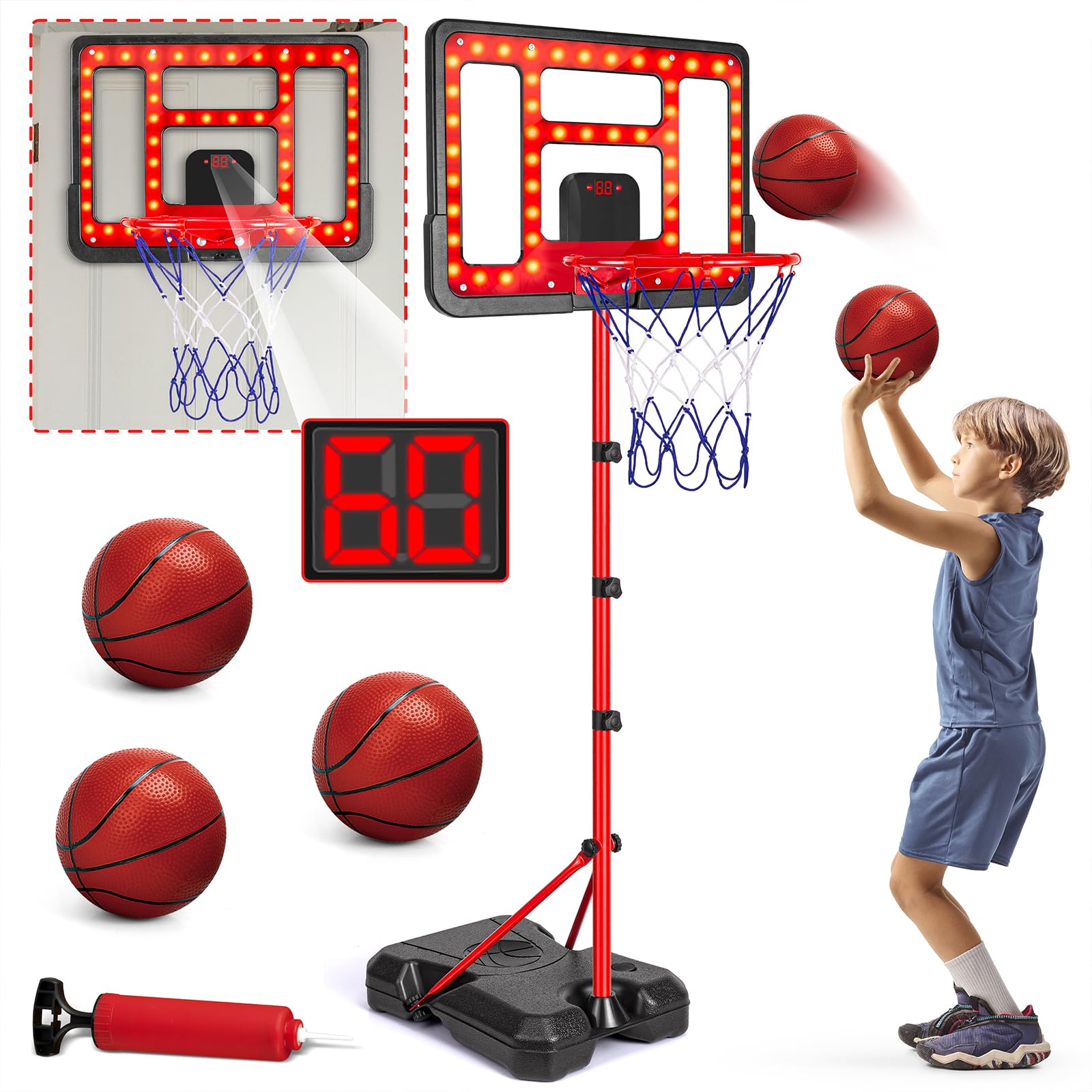 ShyLizard kids basketball hoop, adjustable height for growing players and family fun.