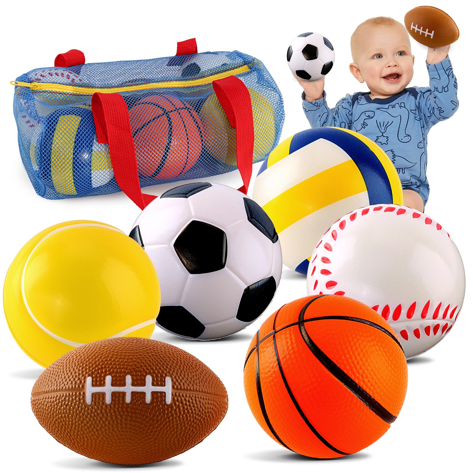 ShyLizard six soft foam balls set for toddlers, ideal for safe indoor play and easy grabbing.