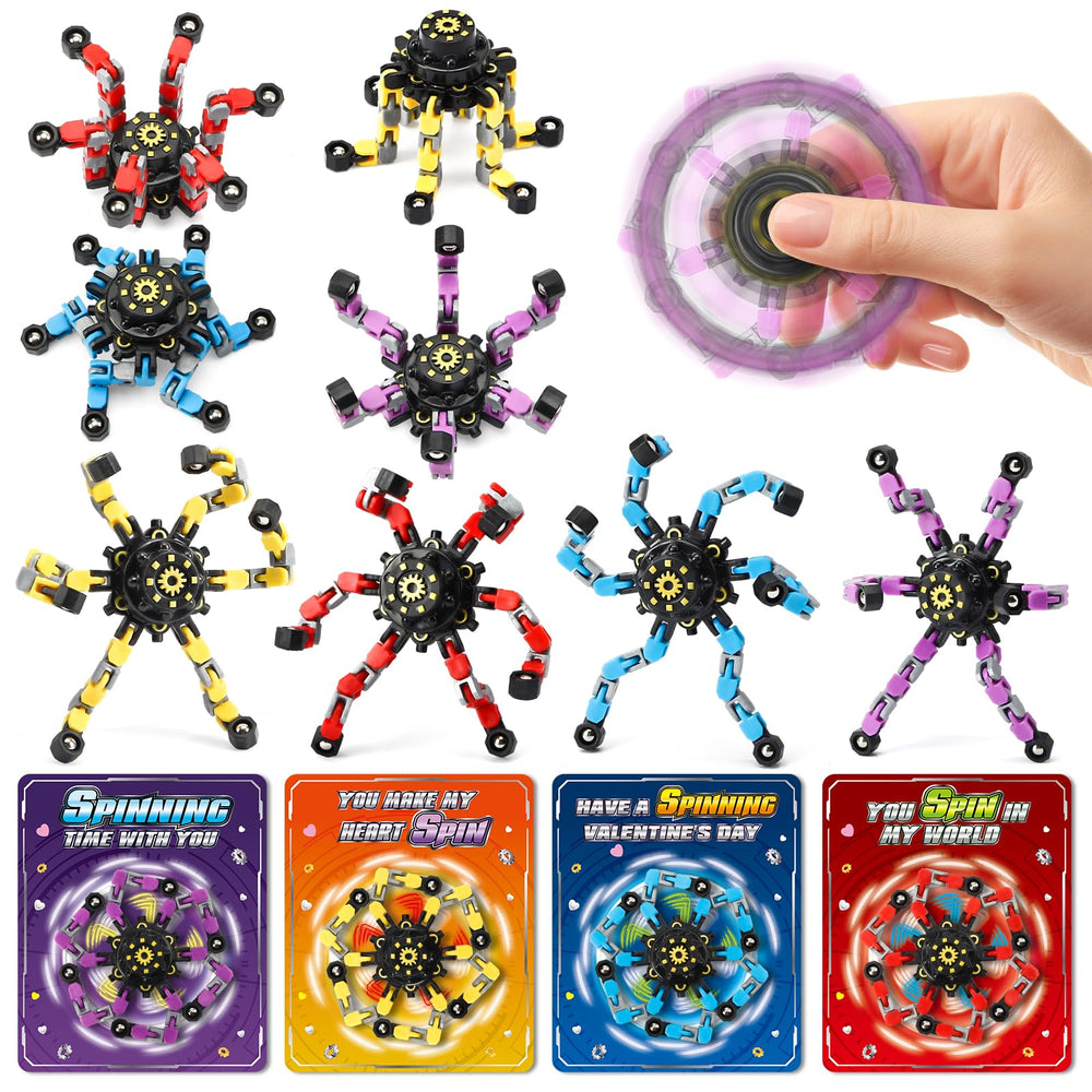 ShyLizard valentines cards for kids with colorful robot fidget spinners for classroom exchanges