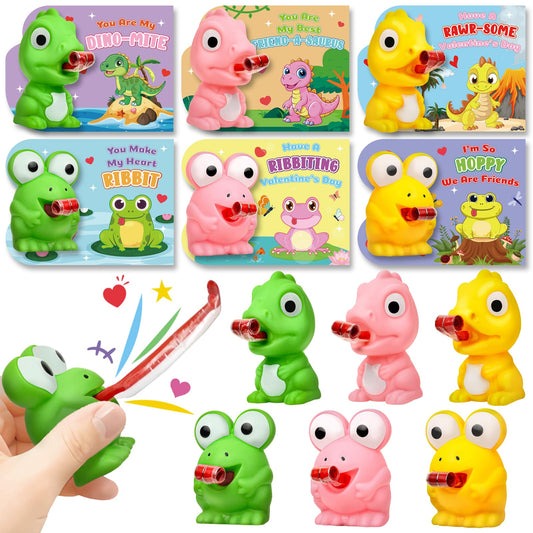 ShyLizard dino tongue-out squeeze toy in pink, perfect for classroom prizes