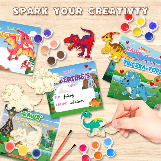 ShyLizard wood dinosaur chips set with six shapes for creative crafts