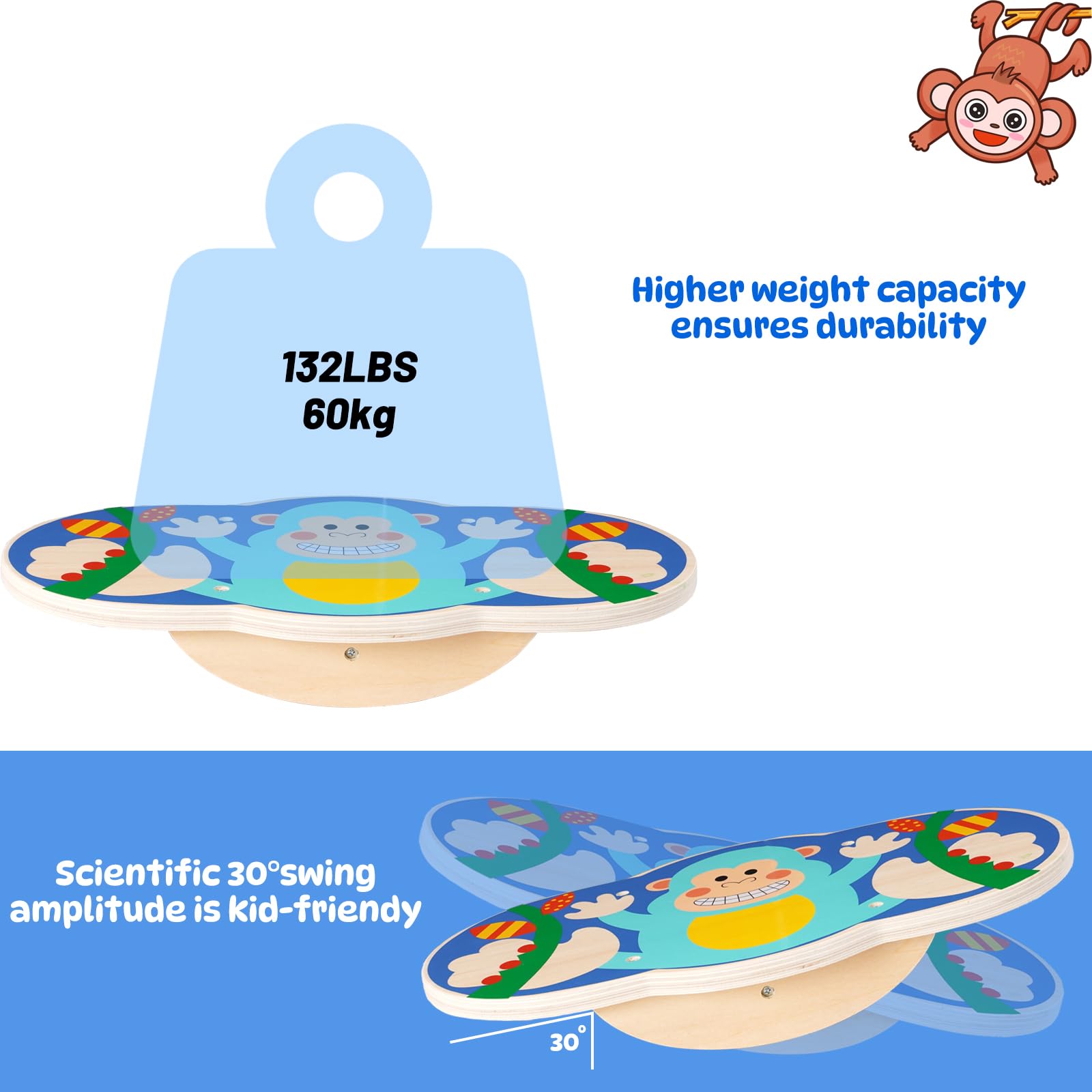 Siairo Wobble Board supports up to 123 lbs for growing kids.