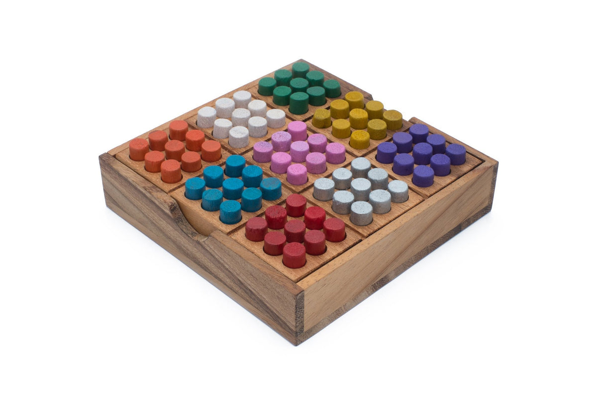 SiamMandalay color Sudoku travel set with wooden tiles for on-the-go focus